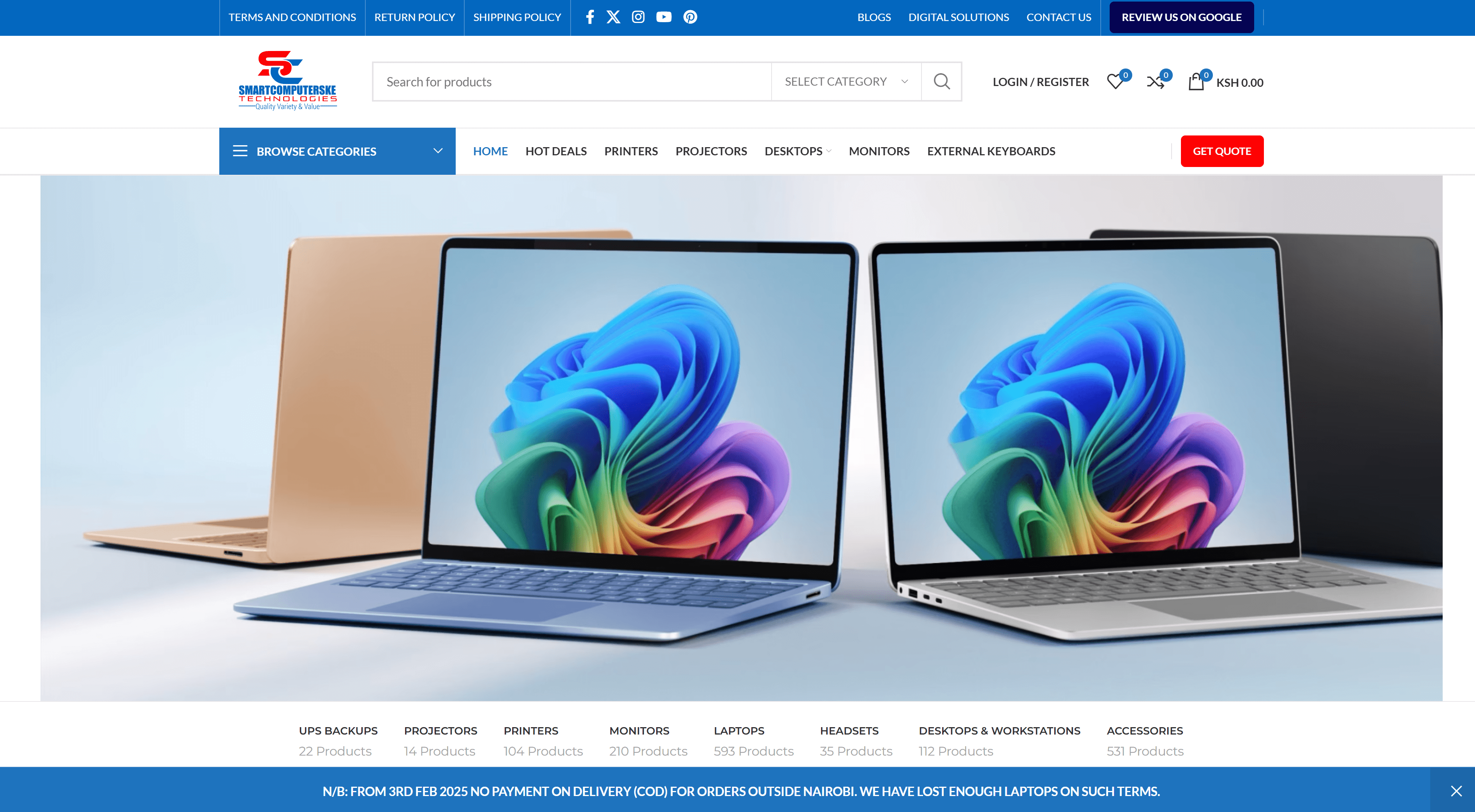Smart Computers Ke e-commerce website homepage